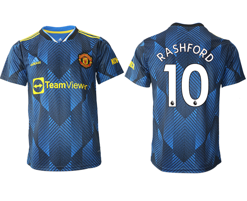 Men 2021-2022 Club Manchester United Second away aaa version blue #10 Soccer Jersey->customized soccer jersey->Custom Jersey